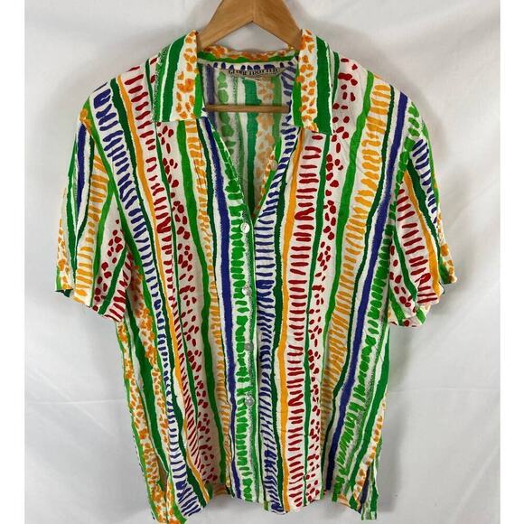 Globe Trotter Vintage Button Down Patterned Top Size Medium - Picture 1 of 4